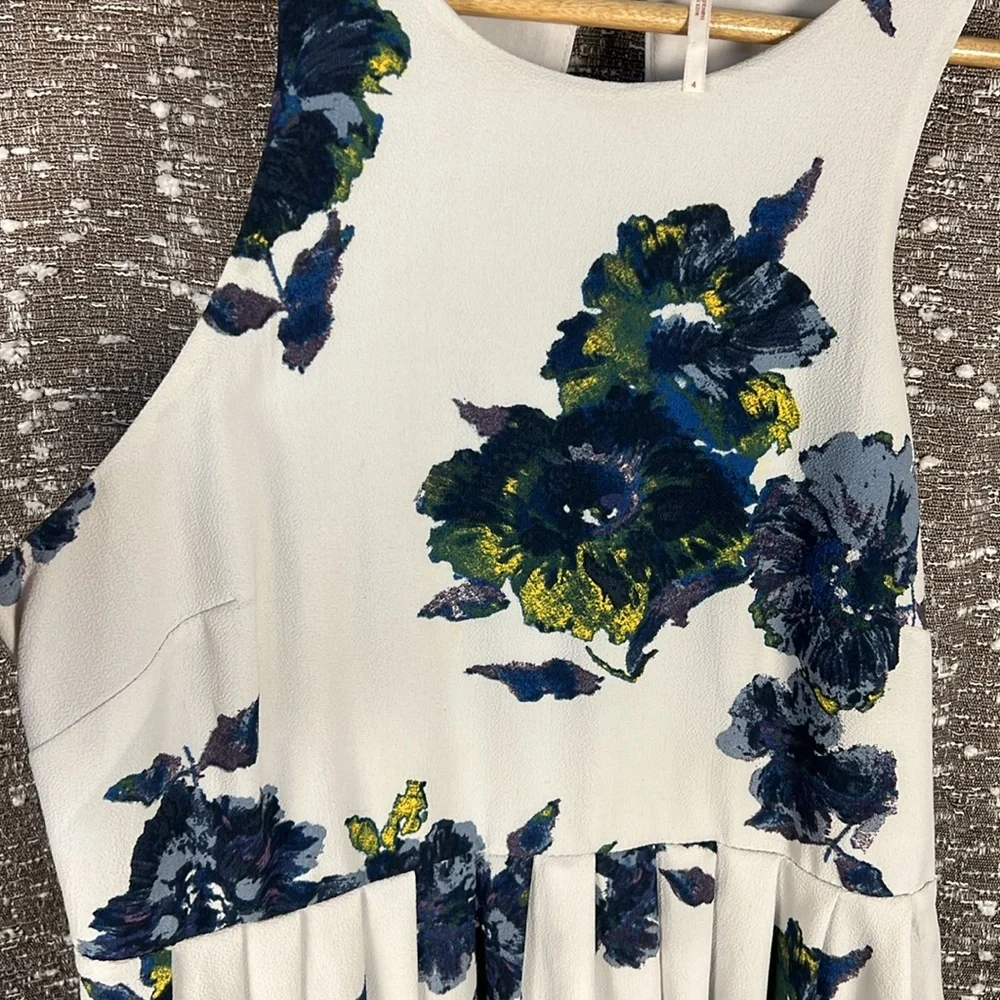 Free People OB420184 Cloud Combo Floral Flutter By Pleated‎ Mini Dress Size 4